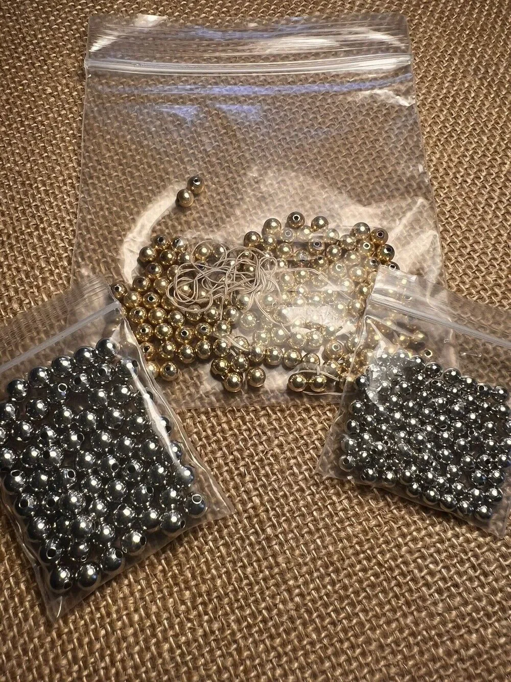 Silver Tone and Gold Tone Loose Beads Jewelry Making--Mixed Lot